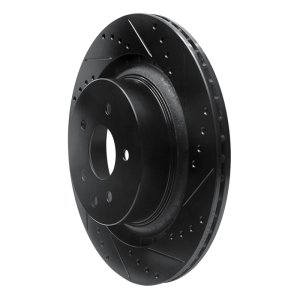 Infiniti Q60 Brake Rotor (1) - Rear Right - R1 Concepts - Drilled & Slotted - Black - `08-`25